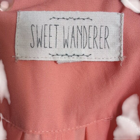 Peach Pink Long Sleeve Blouse Size Large - Picture 3 of 4